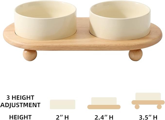 Havniva Raised Cat Bowls Water Bowl 5.1” Elevated Ceramic Cat Food and Water Bowl Whisker Friendly Pet Food Bowls for Indoor Cats, Wide Cat Water Dish Prevent Whisker Fatigue Non Slip Cat Feeder