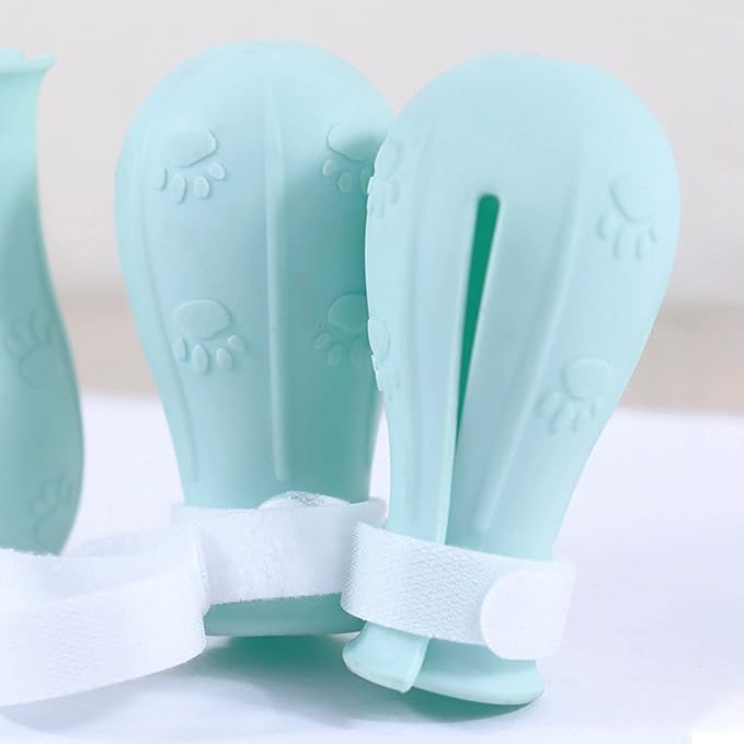 4Pcs Cat Boots for Cats Only Paw Covers Protectors Claws Shoes Paws Wound Boot Silicon Anti Scratch Cat Mittens for Bathing, Nail Clipping, Ears Cleaning, Treatment