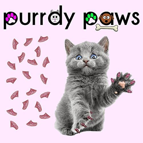 6 Month Supply Soft Nail Caps for Cats Pink Glitter Medium - Extra Adhesives