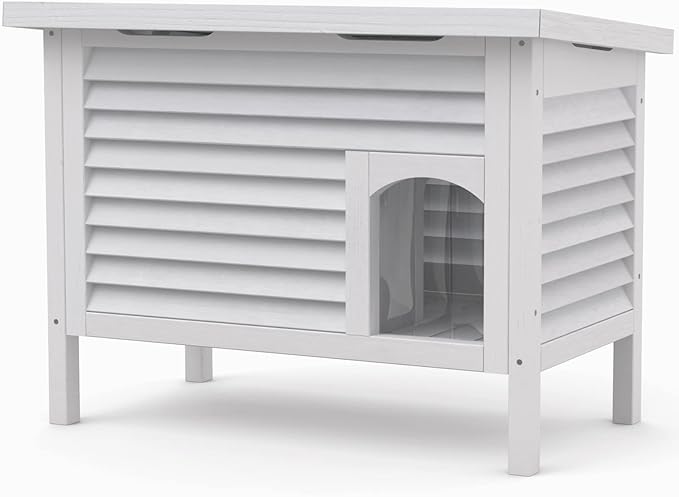 GDLF Outdoor Cat House Solid Wood Feral Cat Shelter with Waterproof Roof & Special Full Ventilation Design Keeps Multiple Felines Cool for Hot Summers 31.9" Lx18.9 Wx23.6 H