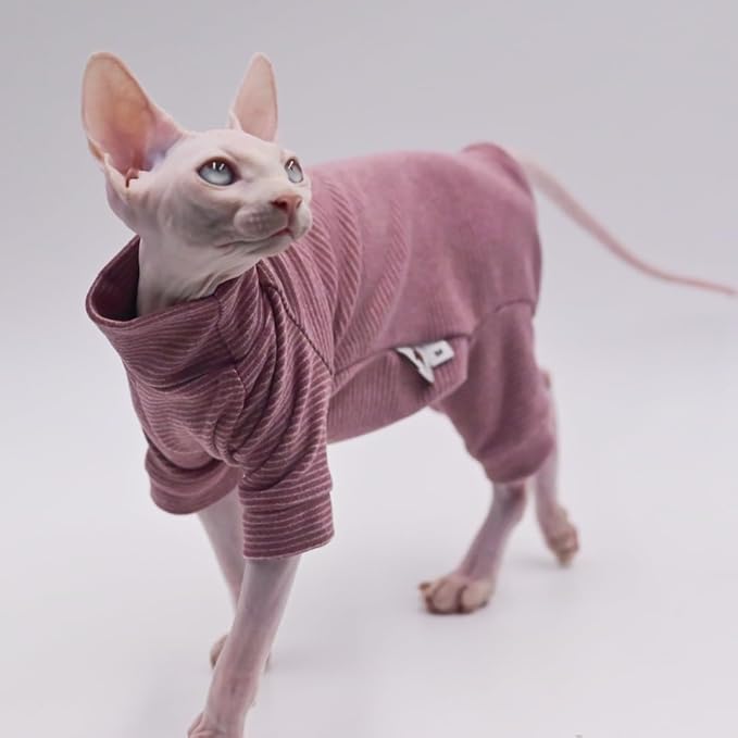 Hairless Cat Clothes Four-Legged Velvet Warm Soft Autumn and Winter Cat Apparel for Sphynx Cat, Devon Rex Cat, Cornish (X-Large)
