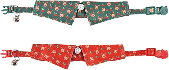 Lamphyface Christmas Cat Collar Breakaway with Cute Bow Tie and Bell Accessories Holiday for Kitty Adjustable Safety