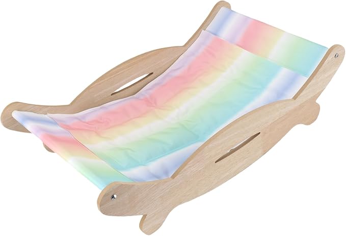 Naroote Cooling Cat Lounger, Wooden Cat Hammock Bed, Scratch Proof Cooling Pad Bed with Wooden Design, Ideal for Pets, Elevated Furniture for Dogs & Cats
