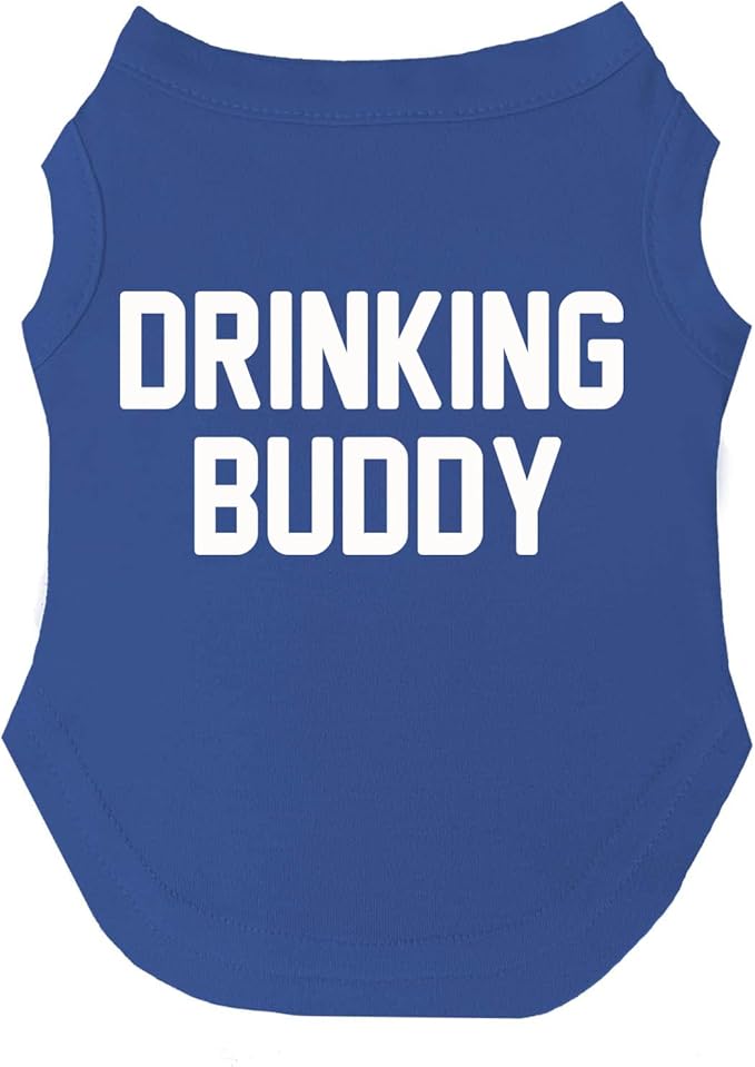 Drinking Buddy Dog Tee Shirt | Sleeveless | Funny Beer Lovers | Brewery Bar | Drinking Parade Event Party (Royal Blue, 4X-Large 11)