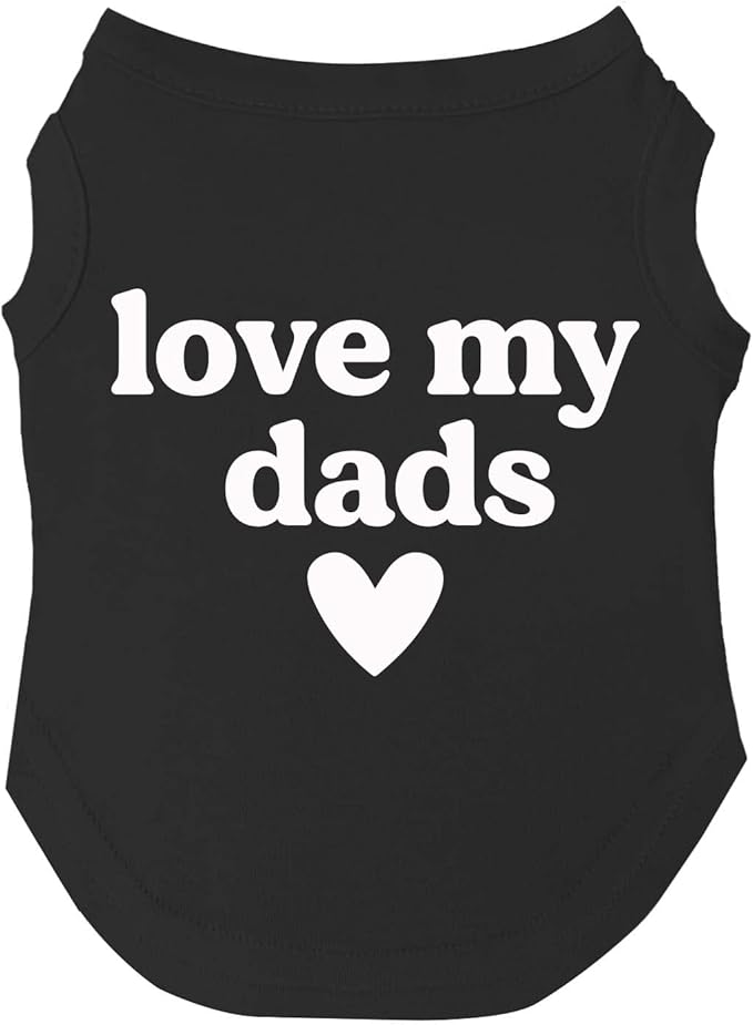 Love My Dads (Two) Dog Tee Shirt | Sleeveless | Sizes for All Ages and Breeds | Pride Day | LGBTQ+ | Rainbow | Parade |Black, X-Small 739