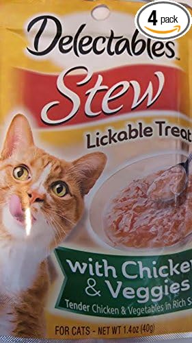 Delectables Stew Lickable Treat With Chicken & Veggies in Rich Sauce (4-POUCHES) (NET WT 1.4 OZ EACH)