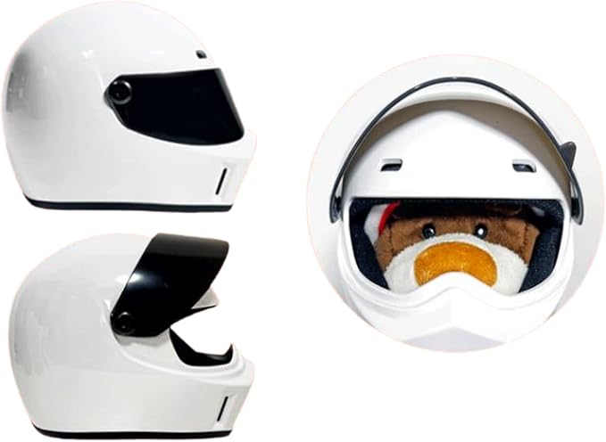 Pet Motorcycle Helmet, Full Face Motorcycle Helmet Outdoor Motorcycle Bike Riding Helmet Hat for Cat Dog Doggie Puppy Kitten Helmet Pet Supplies Racing Car Fan Collectible Small Gift (White)