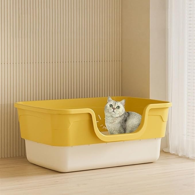 Pet Supplies, Open Top Cat Litter Box with Removable Design, Thickened Anti Splash & Easy Clean(Yellow)
