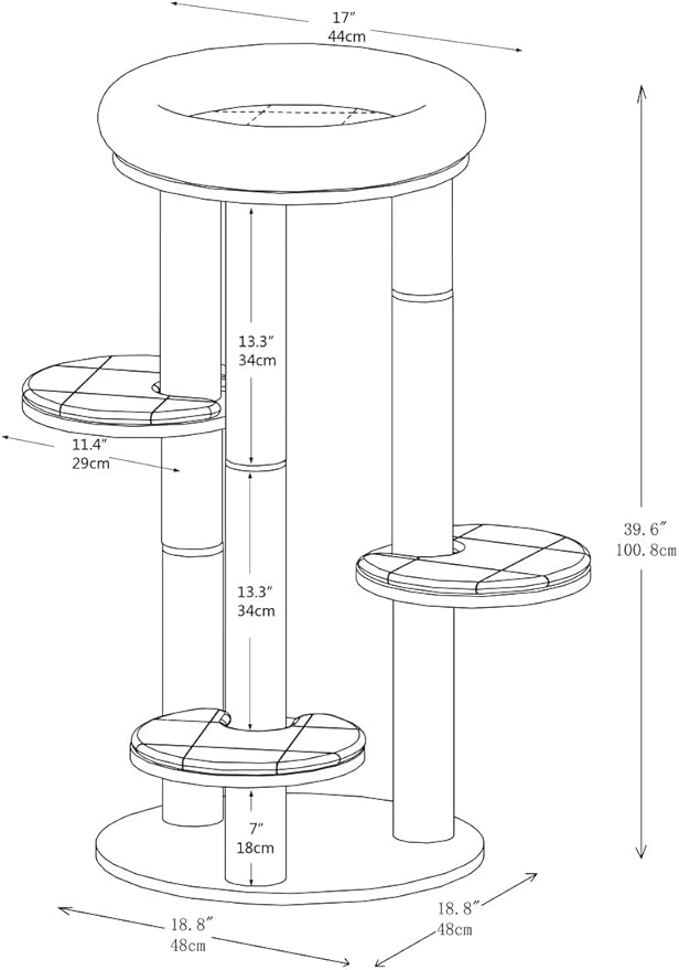 AGILE 40" Real Pine Plywood Cat Tree Tower with Scratching Climbing Posts (Cleo)