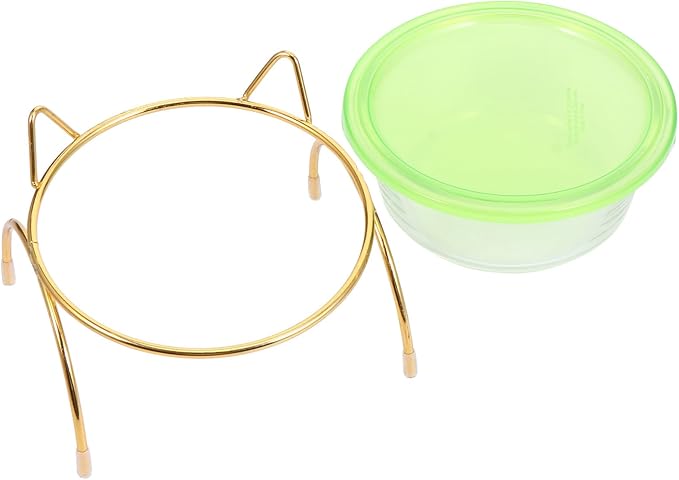 TOYANDONA Pet Elevated Cat Bowl Set with Slanted Ceramic Bowl and Single Metal Stand, High Base Raised Pet Feeding and Watering Dish for Cats and Kittens