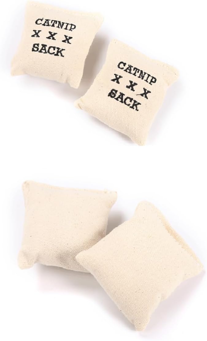 Healifty 10pcs Catnip Canvas Sachets Filled with Cotton Soft Cat for Pets Interactive Playthings Random Khaki Styles for Indoor Cats
