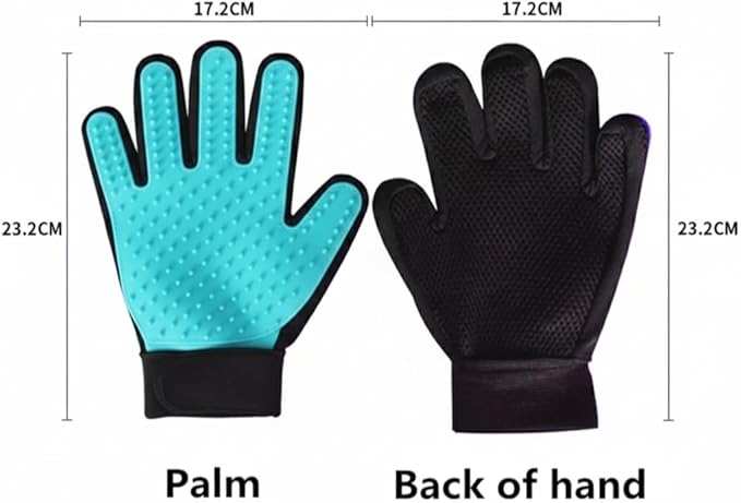 Pet Grooming Gloves, Deshedding Hair Removal Brush Mitt for Dogs and Cats, Black and Blue, Pair (Sky Blue)
