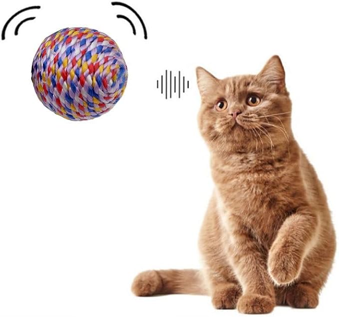 ISMARTEN 6 Pack Cat Toys Balls, 1.77" Yarn Pet Interactive Ball with Bell Inside, Kittens Chew Toys for Indoor Cats Kitty (Medium, Nylon)