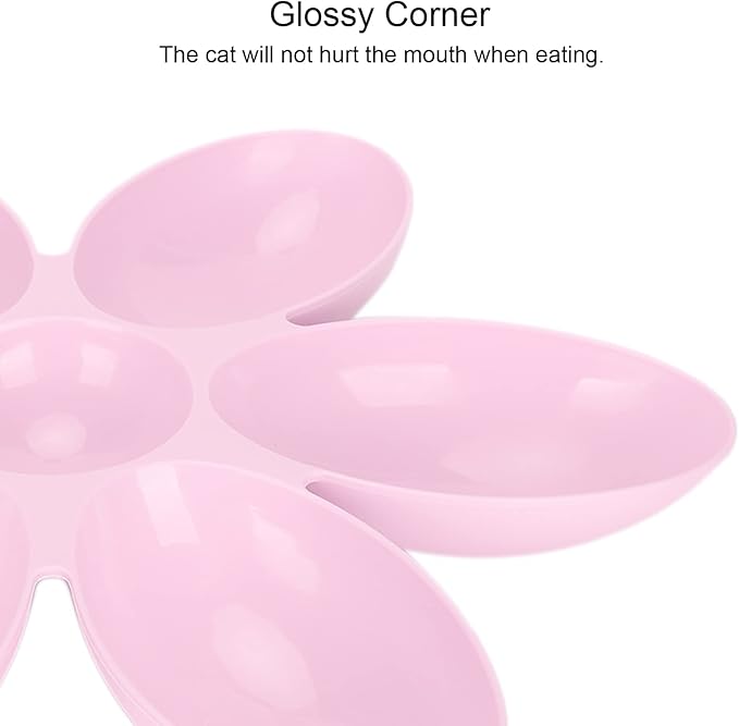 Cat Food Bowl, Plastic Flower Petals Shaped Cat Water Bowls for Feeder, 16.3in Diameter for Cats and Kittens (Pink)