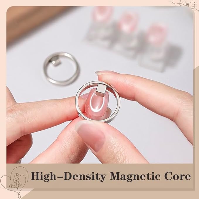 Ring Cat Eye Magnet Tool for Cat Eye Gel Polish, Create Perfect Halo & Black Hole Cat Eye Nails, Magnetic Nail Art Tool with Stabilizer for Beginners DIY Salon, NAT297-Square)
