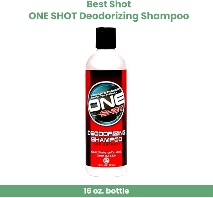 Best Shot One Shot Deodorizing Shampoo, Coat and Skincare Product for Dogs, Cats, and Horses, Eliminates Foul Odors, De-Skunk, Ready-to-Use, 16 Oz.