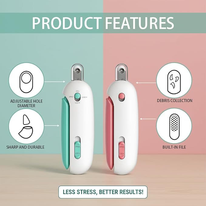 2 Pack Cat Nail Clipper with Light,Adjustable Nail Trimmer,Nail Clipper for Cats and Dogs with Catcher,Safe Cat Claw Clippers for Indoor Cats,Professional Cat Nail Trimming Supplies & Grooming Kit
