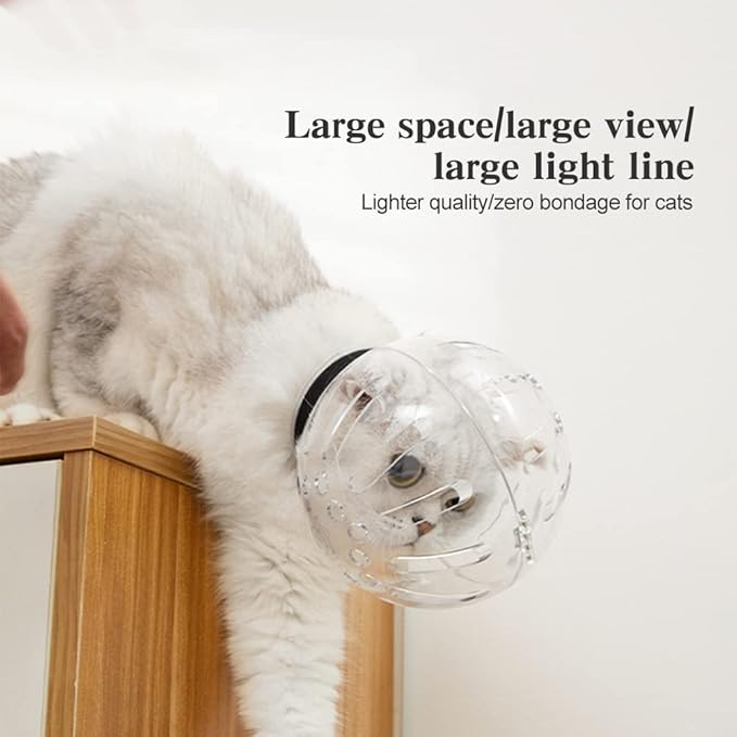 Cat Muzzle for Grooming, Transparent Cat Helmet Anti Bite Muzzles Adjustable Breathable Kitty Hood Anti Bite Bubble Astronaut Groomin Mask for Pet Bath Nail Trimming (m)