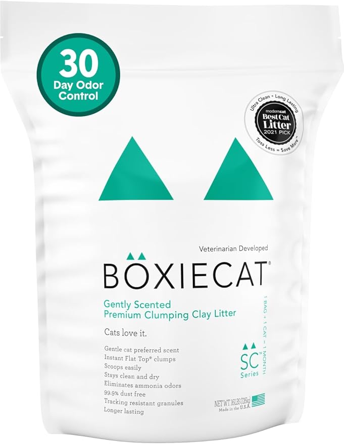 Boxiecat Gently Scented Premium Clumping Clay Cat Litter-16-Pounds