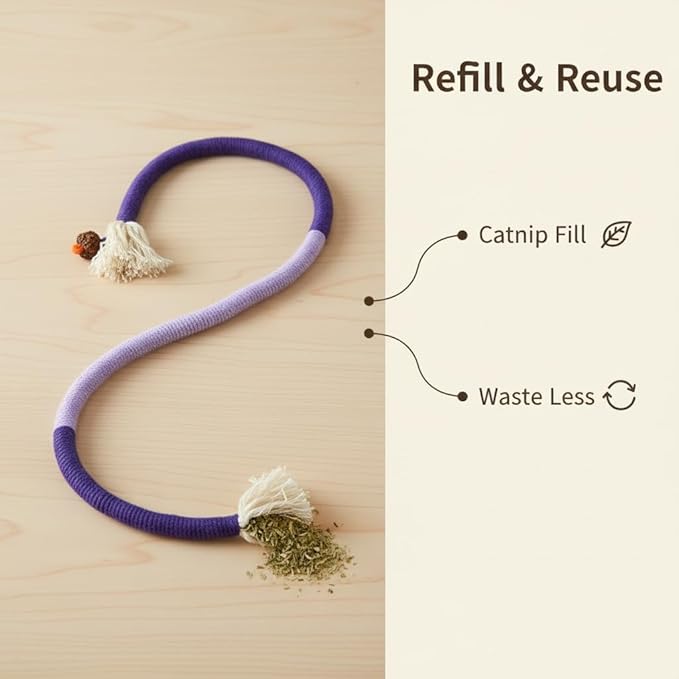 Cat Chew Rope Durable Safe : 3Pcs Natural Organic Cotton Kitten Teething Toy for Indoor Cats, Catnip-Infused Chew Toys for Interactive Boredom Relief & Teeth Cleaning