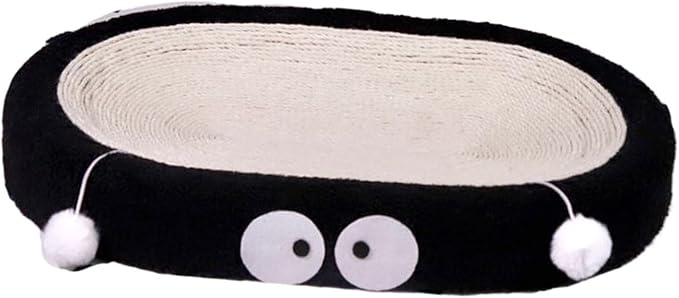 Cat Scratch Pad Bowl Nest Corrugated Cat Lounge Comfortable Claw with Interaction Ball Toy Furniture Protector, Black Oval