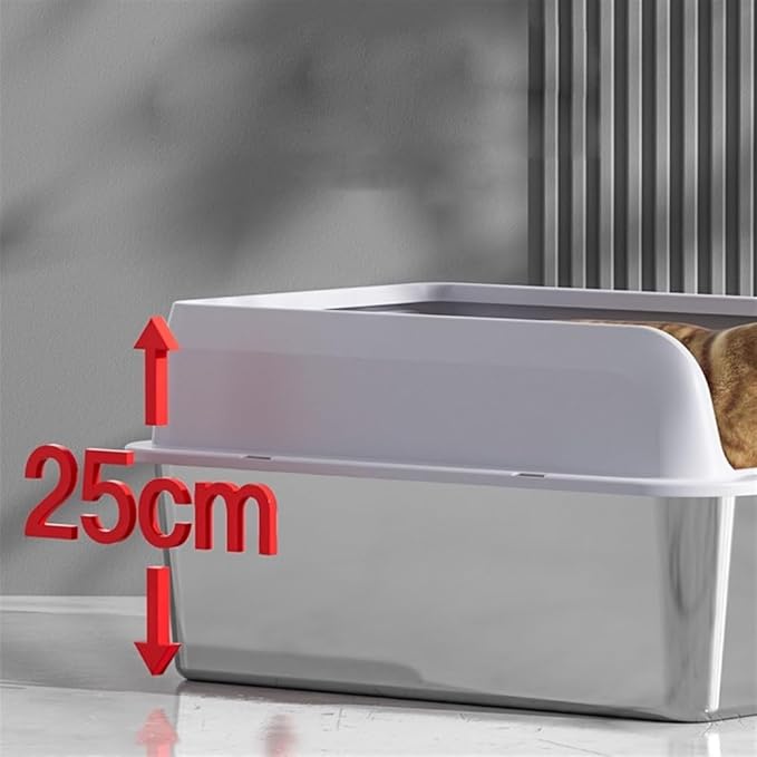 Pet Supplies, Stainless Steel Cat Litter Box,Large Metal, Non-Stick for Cats & Rabbits(Black)