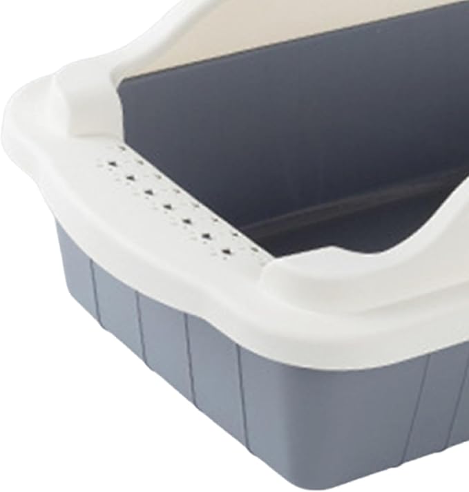 Open Top Cat Litter Box Potty Toilet Easy to Clean Splashproof Pet Litter Tray Pan with Scooper for Rabbit Indoor Cats Bunny- Gray M 31x21x16cm