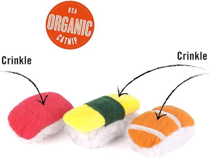 P.L.A.Y. PET Lifestyle and You Feline Frenzy Sassy Sushi Plush Squeaky CAT Toy