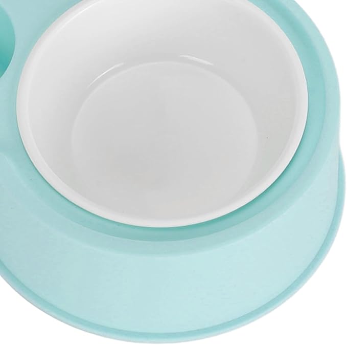 Double Pet Bowl Set, Non - Slip Stable 2-in-1 Food & Water Bowl with Automatic Water Dispenser Bottle, Feeding Station for Cats, Small Dogs and Mini Pets (Blue)