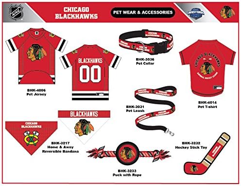 NHL Chicago Blackhawks Tee Shirt for Dogs & Cats, Small. - Are You A Hockey Fan? Let Your Pet Be An NHL Fan Too!