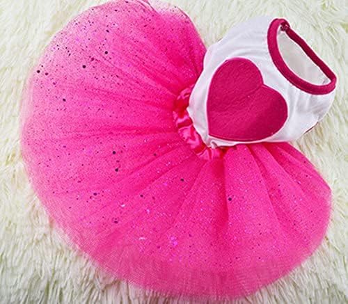 Idepet Spring Summer Pet Dog Cat Puppy Tutu Princess Dress Heart Printed Lace Skirt Pet Apparel (XXL)