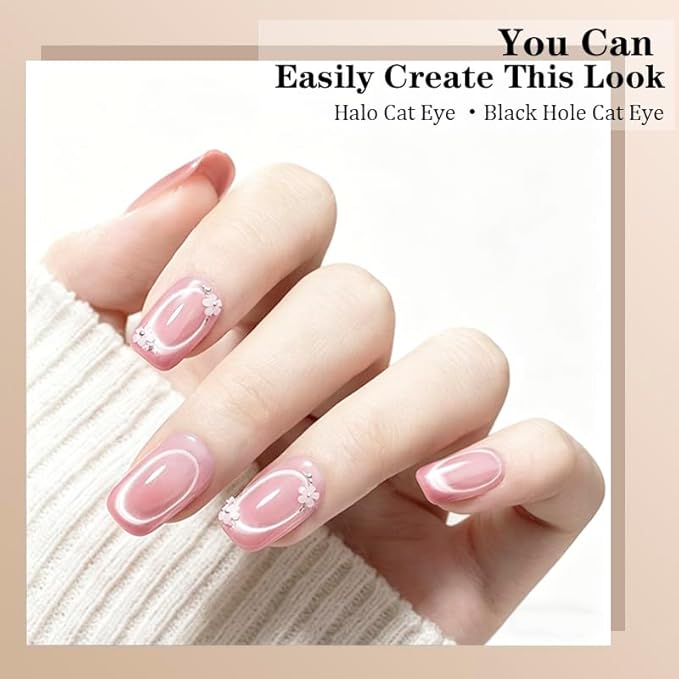 Ring Cat Eye Magnet Tool for Cat Eye Gel Polish, Create Perfect Halo & Black Hole Cat Eye Nails, Magnetic Nail Art Tool with Stabilizer for Beginners DIY Salon, NAT297 (HJ-NAT298-Ball)