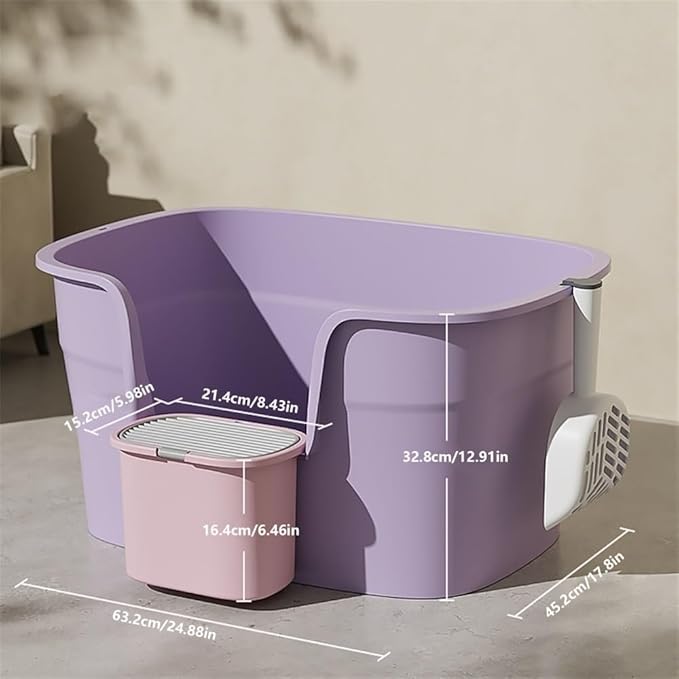 Pet Supplies, High Wall Cat Litter Box XL,Anti-Splash for Multi Cats(Purple)