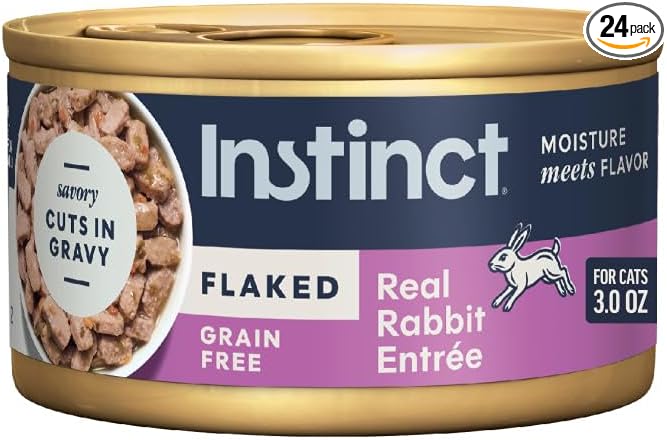 Instinct Flaked Entrees in Gravy, Wet Canned Cat Food, Grain-Free - Rabbit, 3 oz. Cans (Pack of 24)
