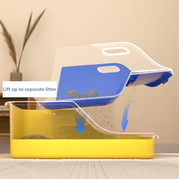 Pet Supplies, Large Open Cat Litter Box with High Sides - Anti-Splash, Easy Clean for All Cats(Yellow)