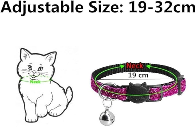 8 Pcs Quick Release Cat Collars Glitter Cat Collars with Bell Adjustable Mixed Colors Soft Velvet Collar Set Breakaway Cat Collar with Bell