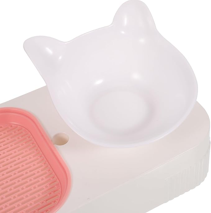 VANZACK Cat Grass Feeder Bowl with Water Container, Multi-Function Hydroponic Catnip Planting Box, Protective Pet Feeder for Indoor Cats, Pink Integrated Feeding and Watering Supply
