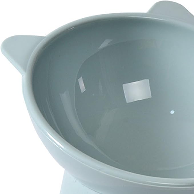 Raised Cat Food Bowl, 15° Tilted Whisker Friendly Dog Water Bowl Anti Vomiting Pet Dishes Puppy Ergonomic Feeding Set Supplies for Cats and Puppies (Blue Gray)