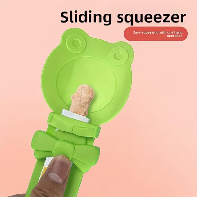 Purée Pops + Green Feeding Spoon, Grain-Free, Lickable, Squeezable Creamy Cat Treat/Topper, 20 Tubes, Chicken and Seafood Mix Variety