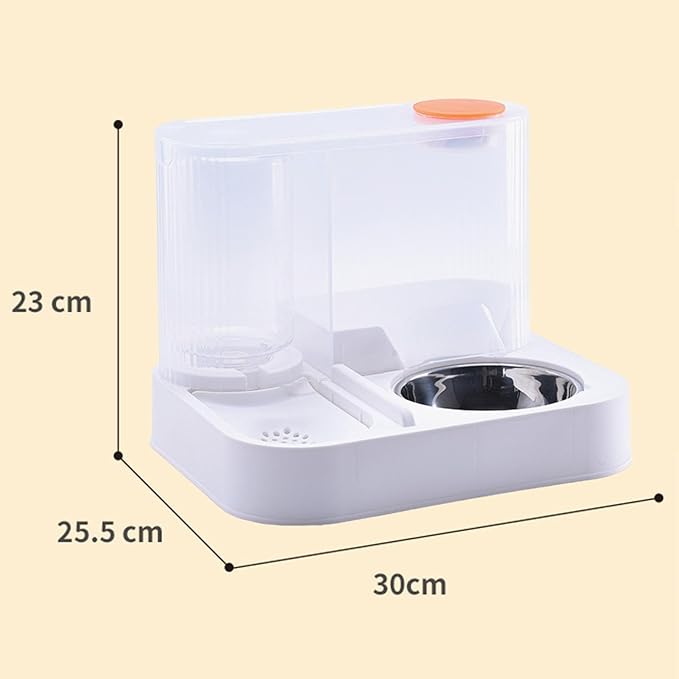 Pet Mealtime Solution: Automatic Feeder and Waterer Combo for Cats and Dogs, with Steel Bowl
