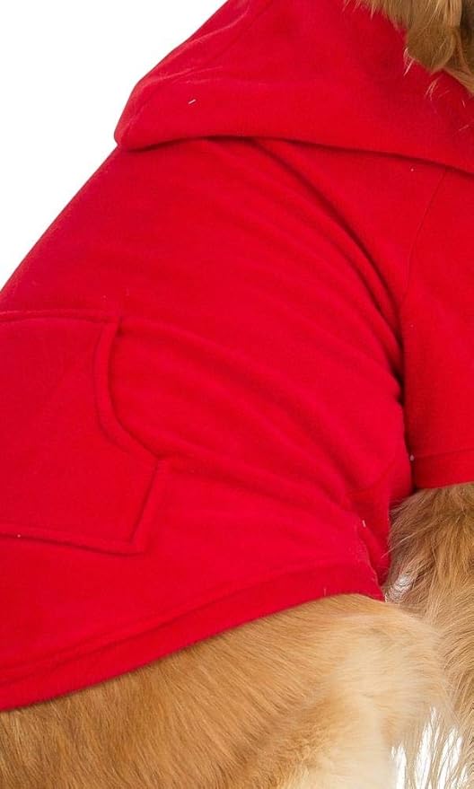 Pet Pjs - Bright Red Pet Pjs Fleece Hoodie Sweaters - Large (Fits Up to 50 lbs) - Pet - Large (Fits Up to 50 lbs)