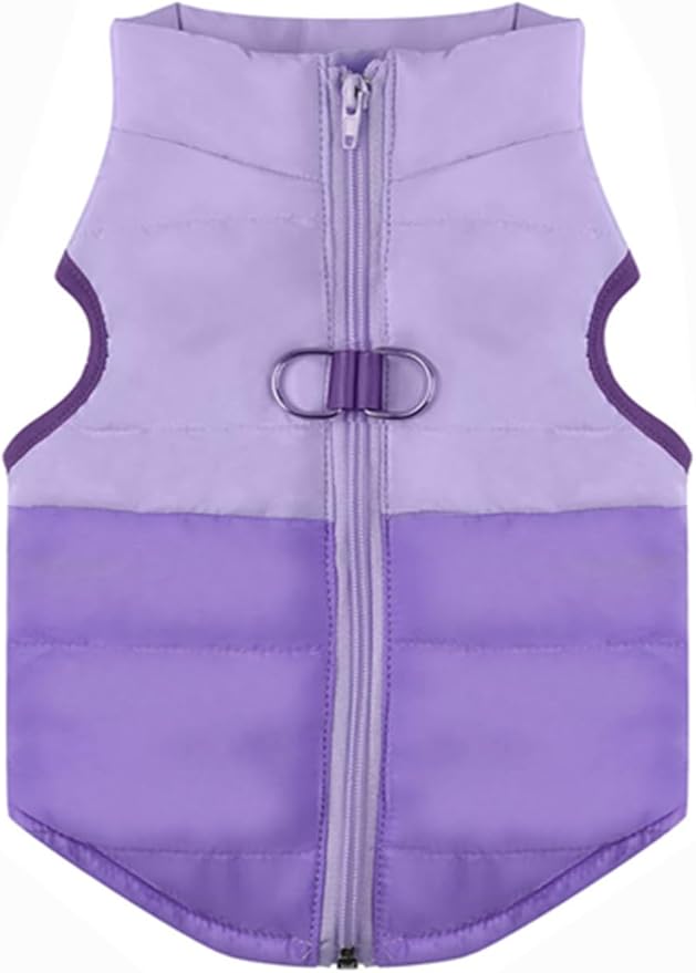 Winter Dog Coat with Leash Ring, Warm Jackets Puppy Cold Weather Coats Pet Clothes Cat Outfits for Small Dogs (Purple, X-Small)