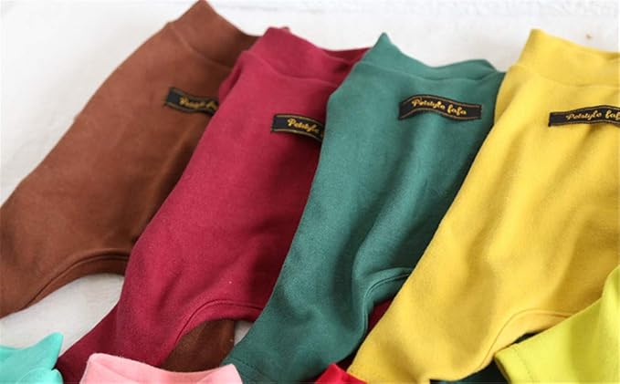 Hdwk&Hped Soft Cotton Dog Pajamas for All Seasons, Striped Pet Bottoming Jumpsuit for Small Dog Cat Puppy (#1, Solide Style - red)