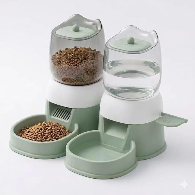Cat Food Dispenser, Cat Feeder, Cat Feeder and Water Dispenser Automatic Pet Food Dispenser (3s)