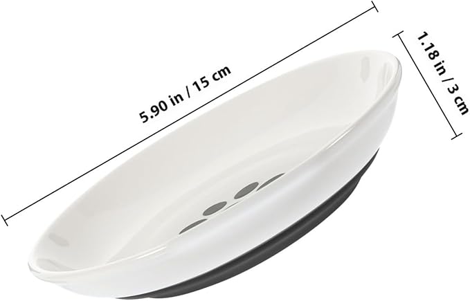 STOBAZA Ceramic Shallow Cat Bowl with Non-Slip Silicone Base Wide Round Cat Feeder Dish 3pcs Set Healthy Feeding and Watering Plates