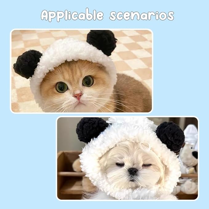 Dog Cat Hats for Small Dogs Cats Adjustable Pet Cap Headwear Pet Head Ear Covers with Dog Ear Muffs Noise Protection Pet Cat Neck Warmer Headband Cats Costumes Headdress Headgear for Grooming Photos