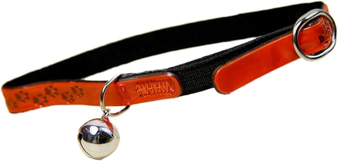 Pet Cat Kitten Pet Reflective Paw Print Safety Clip Collar With Bell