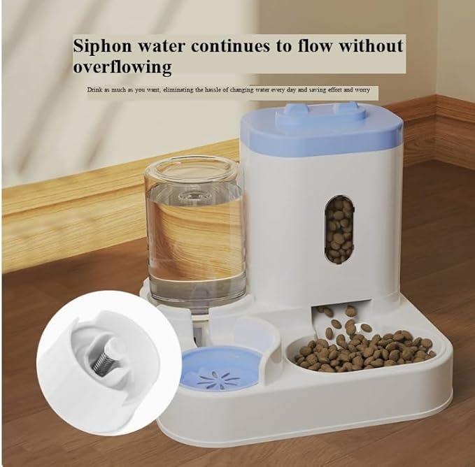 Cat Water Dispenser and Automatic Cat Food Feeder Integrated Water Feeder (Cat face Powder, 10.63x9.06x10.63in)
