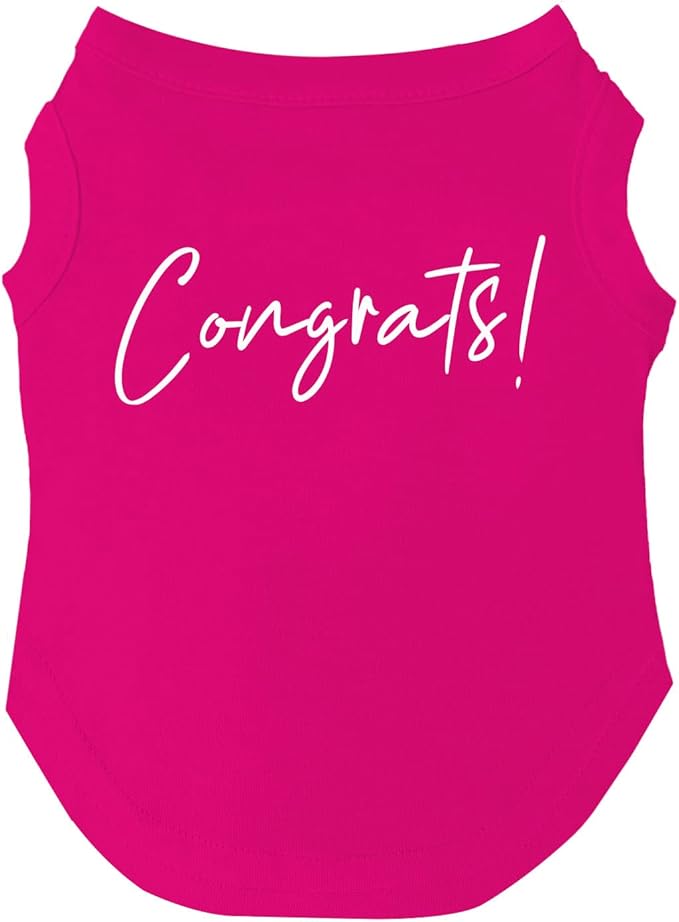 Congrats! Dog Tee Shirt | Sleeveless | School Graduation Ceremony Party | Class of 2025 2026 2027 | Mom Dad Graduation Prop |Hot Pink, 2X-Large (438)