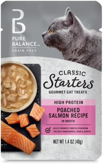 Pure ~ Balance Classic Starters Gourmet Cat Treats, Poached Salmon in Broth, 1.4 oz (Pack of 1)